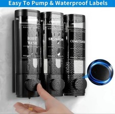 Shampoo and Conditioner Shower Dispenser 3 Chamber 300ml Wall Mounted Black NWB