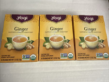 3 Yogi Ginger Tea 16 Count Organic Herbal Blend for Digestion Caffeine Free