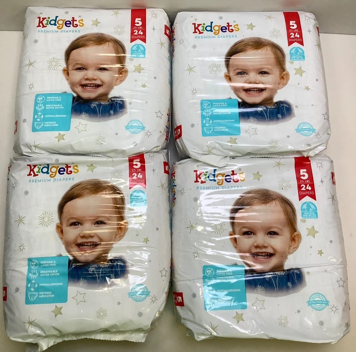 Kidgets Premium Diapers, Size 5 (27+ bs), 96ct, Free Shipping!!!