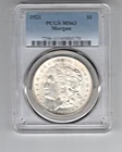 1921 MORGAN DOLLAR PCGS MS 63 BRILLIANT UNCIRCULATD GORGEOUS LUSTROUS BLUE LABE