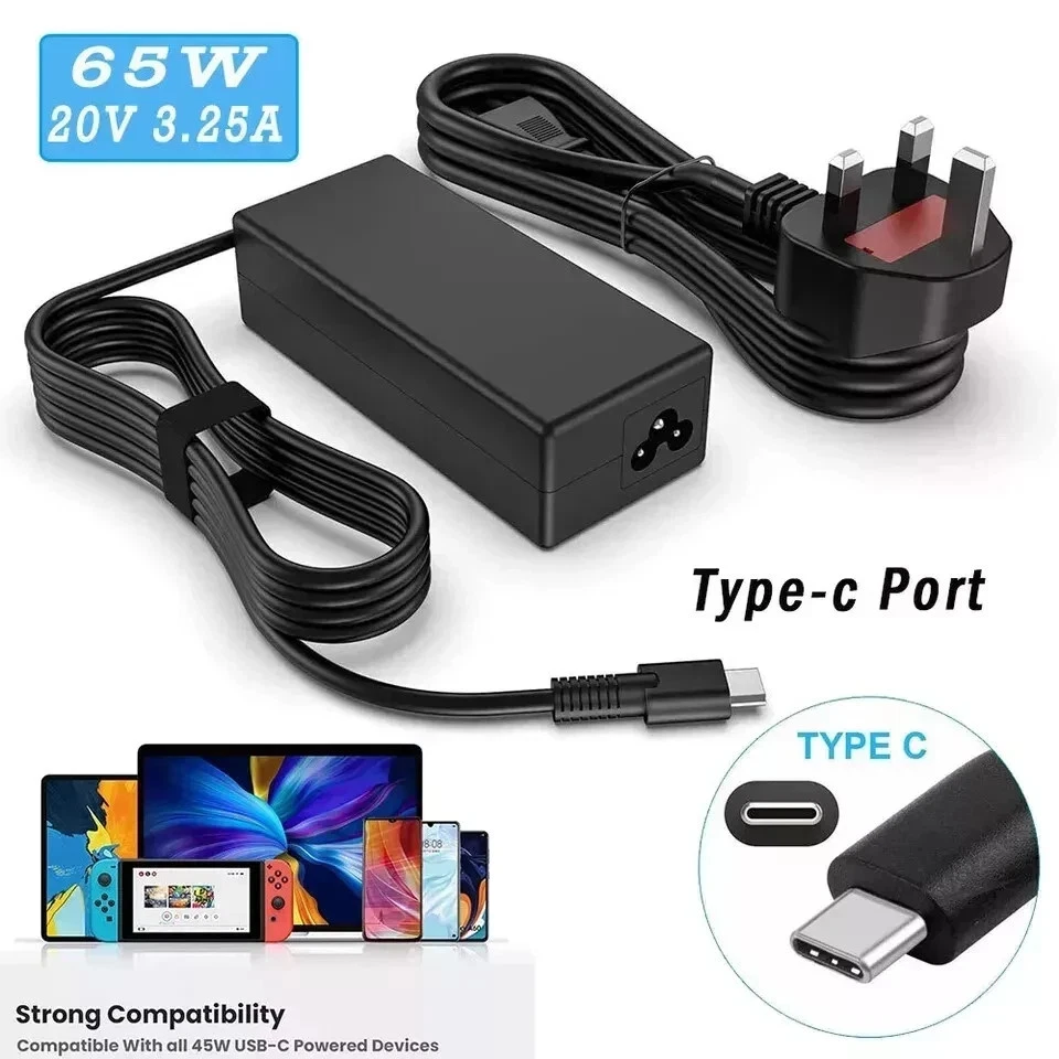 Type C Laptop Charger 65W - USB C for Apple, Lenovo, Samsung, Acer, NoteBook NEW - Image 2 of 4
