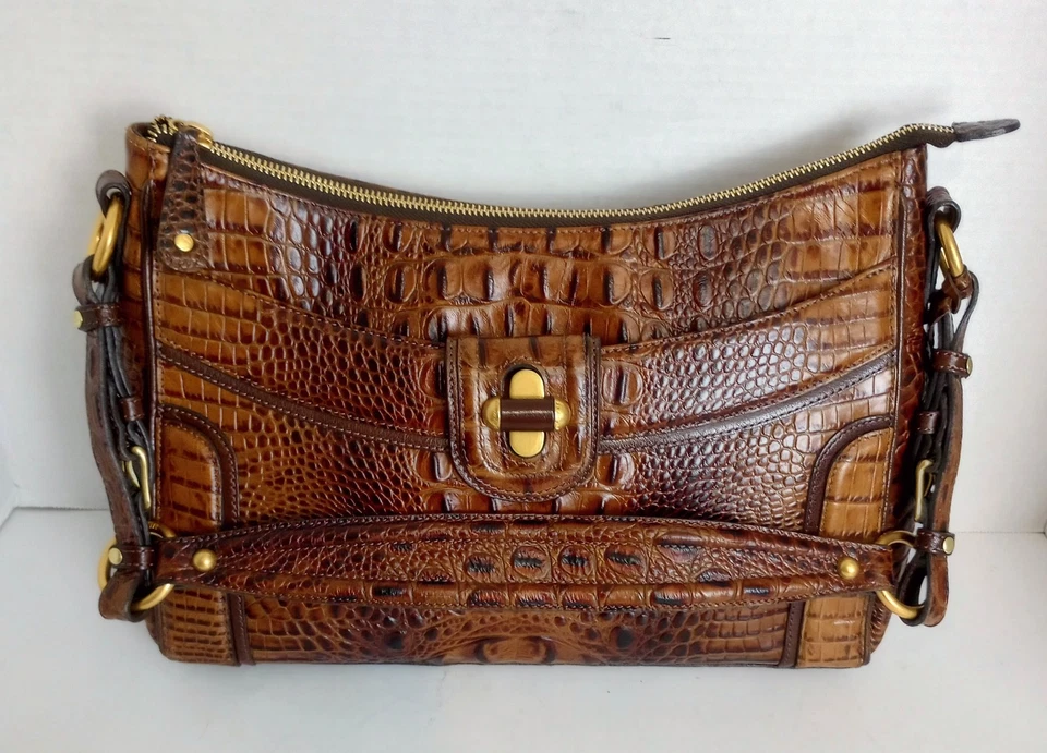 Brahmin Pecan Melbourne Crocodile Embossed Leather Hobo Shoulder Bag - Image 4 of 4