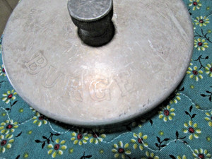 Vintage HEUCK Burger Press Cin'ti 20.0 US Patent Aluminum metal slide bar circle