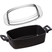Eurolux BräTer 33 X 22 Cm Eckig Hoch Aluguss Beschichtet GussbräTer & Glasdeckel