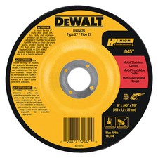 DEWALT DW8426 Type 27 Metal Cutting Wheel, 6" x .045" x 7/8"