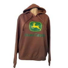 NWT John Deere Brown Hoodie Sweatshirt Pullover Farmwear Outdoor Workwear Size L