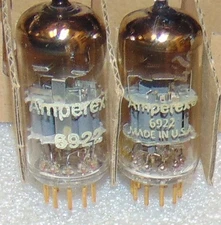 TWO PIECES NOS GOLD PIN 6922 AMPEREX HOLLAND / USA MADE E88CC ECC88 CCA TUBES