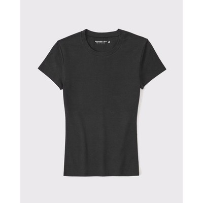 Abercrombie & Fitch Essentials Baby Tee Tuckable Short Sleeve Black SIze L NWT
