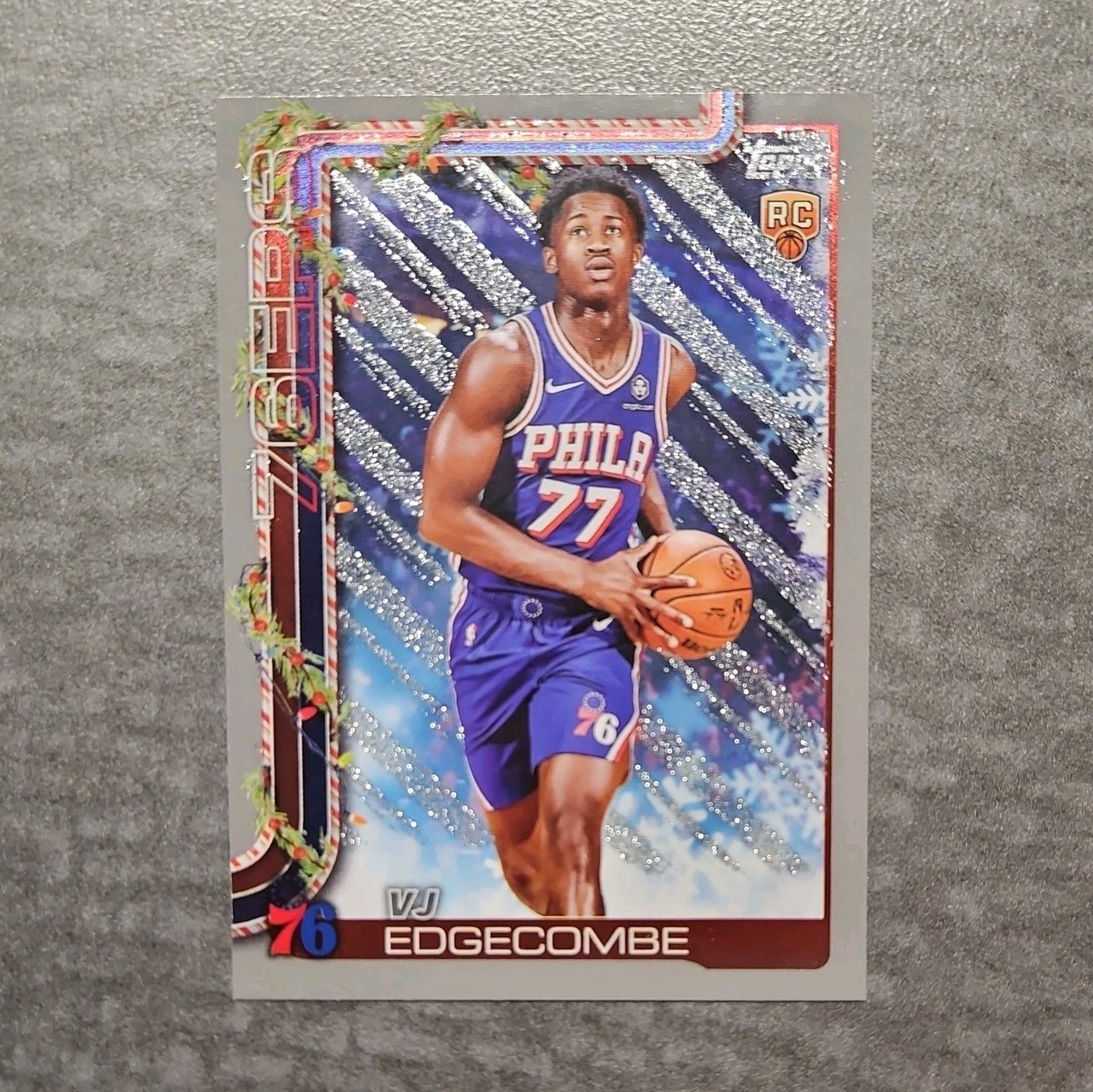 2025-26 Topps Holiday Mega Box Silver Glitter VJ Edgecombe RC #H163 PHI 76ers