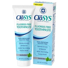 CloSYS Fluoride Free Toothpaste, Travel Size, Gentle Mint, TSA Compliant, 3.4oz