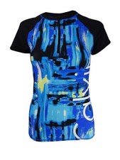 Calvin Klein Womens Partial Zip Printed Rash Guard
