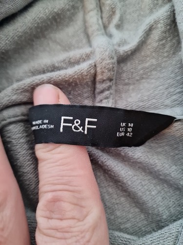 Ladies Hooded Top F&F Size 14 Sage Green Front Pockets 30080 - Picture 10 of 14