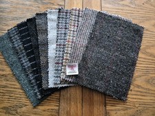 10 Pieces of  Harris Tweed Fabric and 1  label.  Great for Craft min 22 x  15cms
