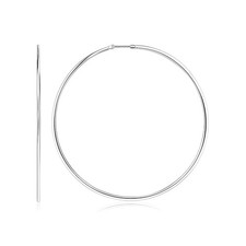 Sterling Silver Large Polished Round Hoop Earrings 60mm