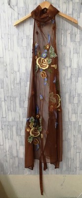 HAAT ISSEY MIYAKE Mesh Apron Dress Embroidered HA43JH911 Size 2 Used Japan