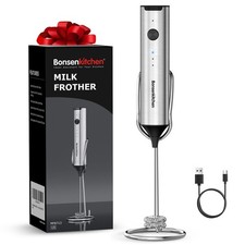 Rechargeable Milk Frother with Stand Handheld 3-Speed Electric Whisk Mixer