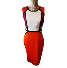 NEW MARKS AND SPENCER COLOUR BLOCK SHIFT DRESS, SMART RED, PINK & BLACK DRESS
