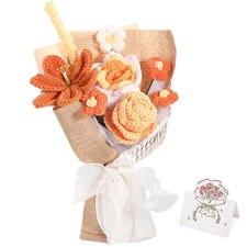 Handmade Crochet Flower Bouquet Tulip Rose Appreciation Gifts Birthday Gradua...