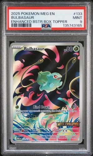 2025 POKEMON MEG EN-MEGA EVOLUTION ENHANCED BOOSTER BOX TOPPER BULBASAUR PSA 9
