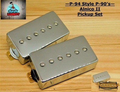 P-94 Style Humbucker sized P-90 Pickups  Chrome Covered ( Alnico II )