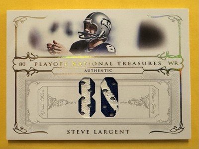 2007 National Treasures Steve Largent Prime Game Worn Patch /80 Seahawks HOF