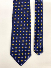 Tie Rack Silk Tie Navy Yellow Polka Dot Jacquard Business Formal Wide 254