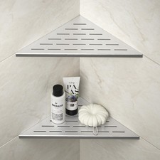 Corner Shower Shelf, 12" Brushed 304 Stainless Steel Slot Design Recessed Cor...