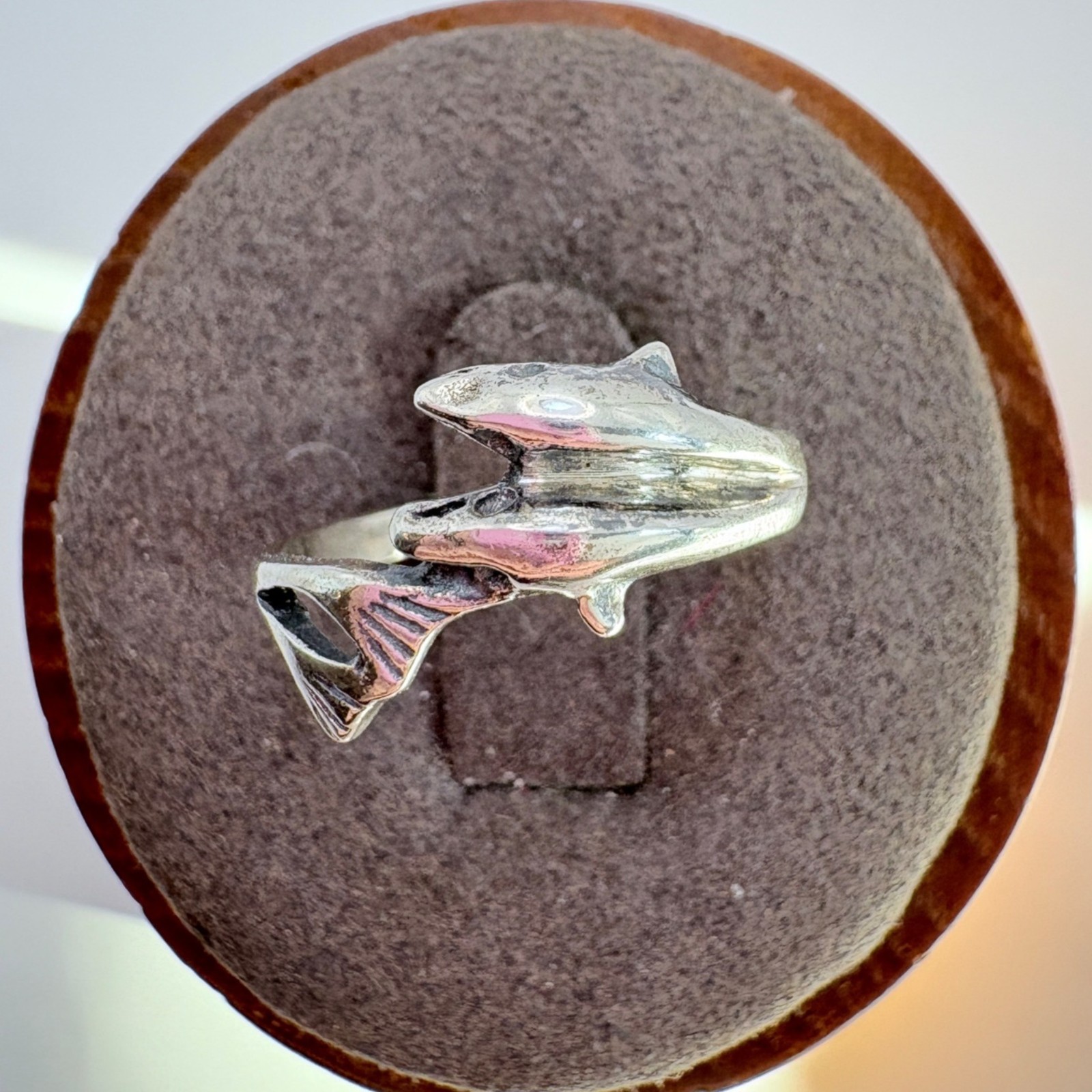 VTG Solid Sterling Silver 925 Double Dolphin Bypa… - image 1