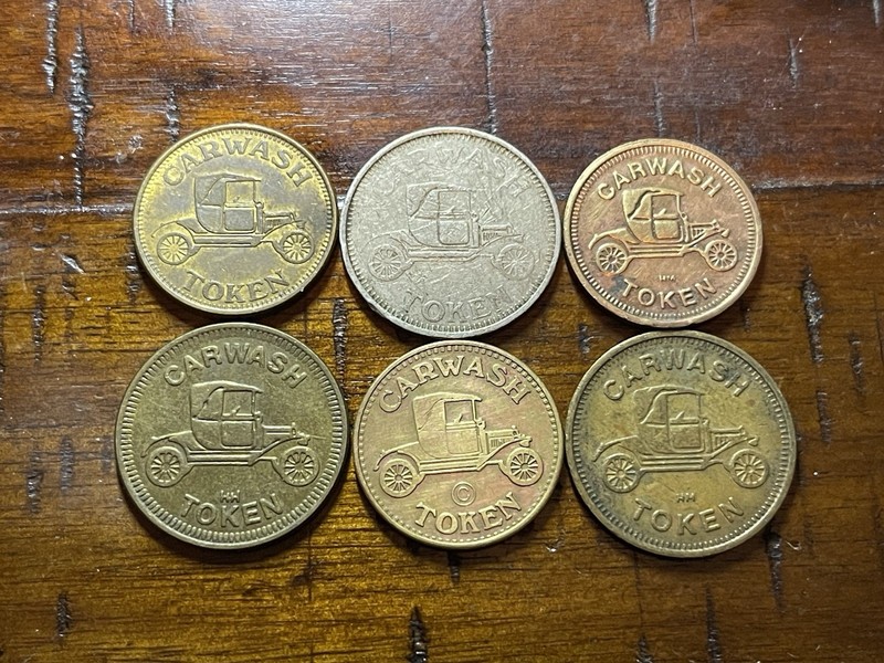 🚗 Lot of 6 Different Vintage Car Wash Tokens-See the pics! Combined Shipping!