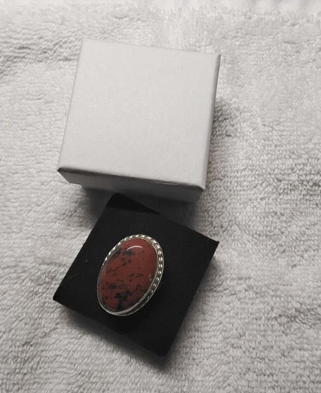 Sterling Silver Ring. Stampes ".925". Mahogany Obsidian.  Size 9