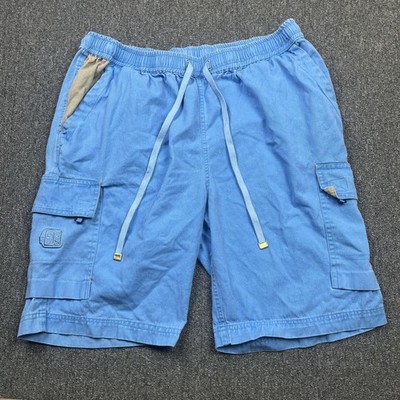 Deal Shorts Herren groß blau Cargo Baumwolle Canvas Kordelzug Utility Taschen