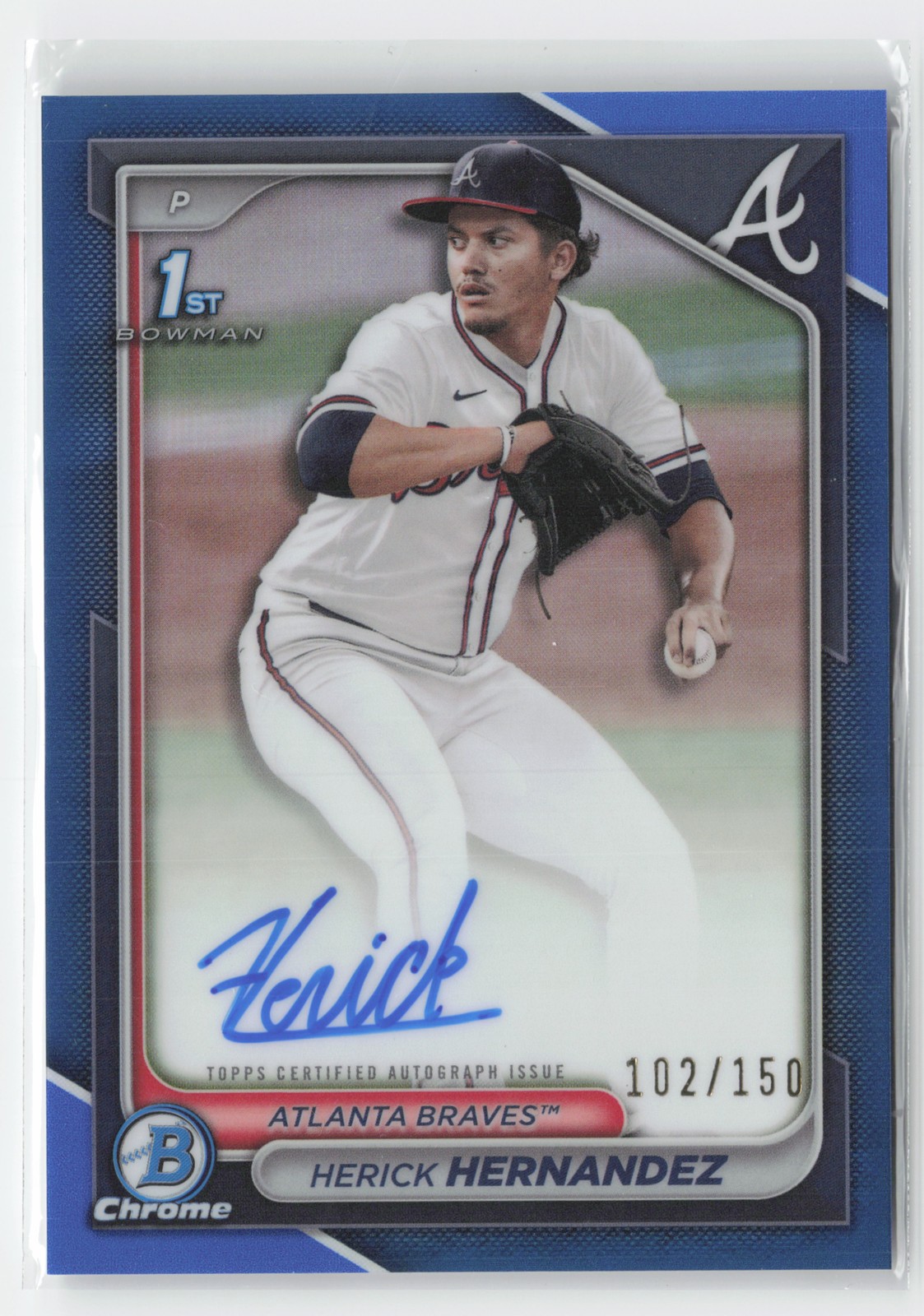 2024 Bowman Draft #CPA-HH Herick Hernandez Chrome Prospect Autographs Blue /150