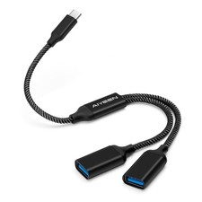 AIYEEN USB C Male to 2 Female Splitter Cable Adapter, Dual USB-A Black