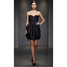 Camilla & Marc Designer Classic Black Strapless Corset Bodice Ruffled Dress 2