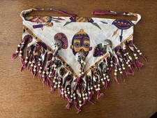 VTG Western Concho Fringed Beaded Scarf Bandana Women's Neck wrap