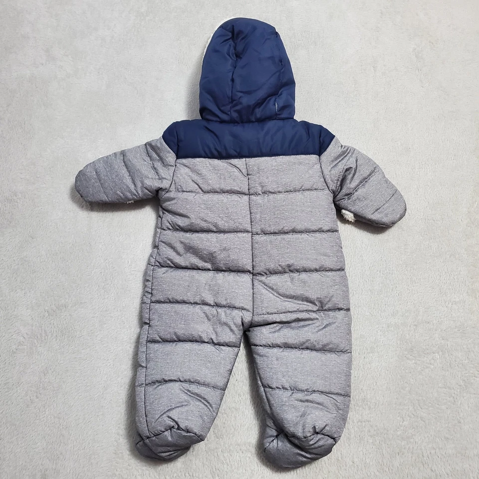 Roupa externa Rothschild Snowsuit bebê 3/6 M infantil azul animal pé com capuz carrinho - Imagem 2 de 4