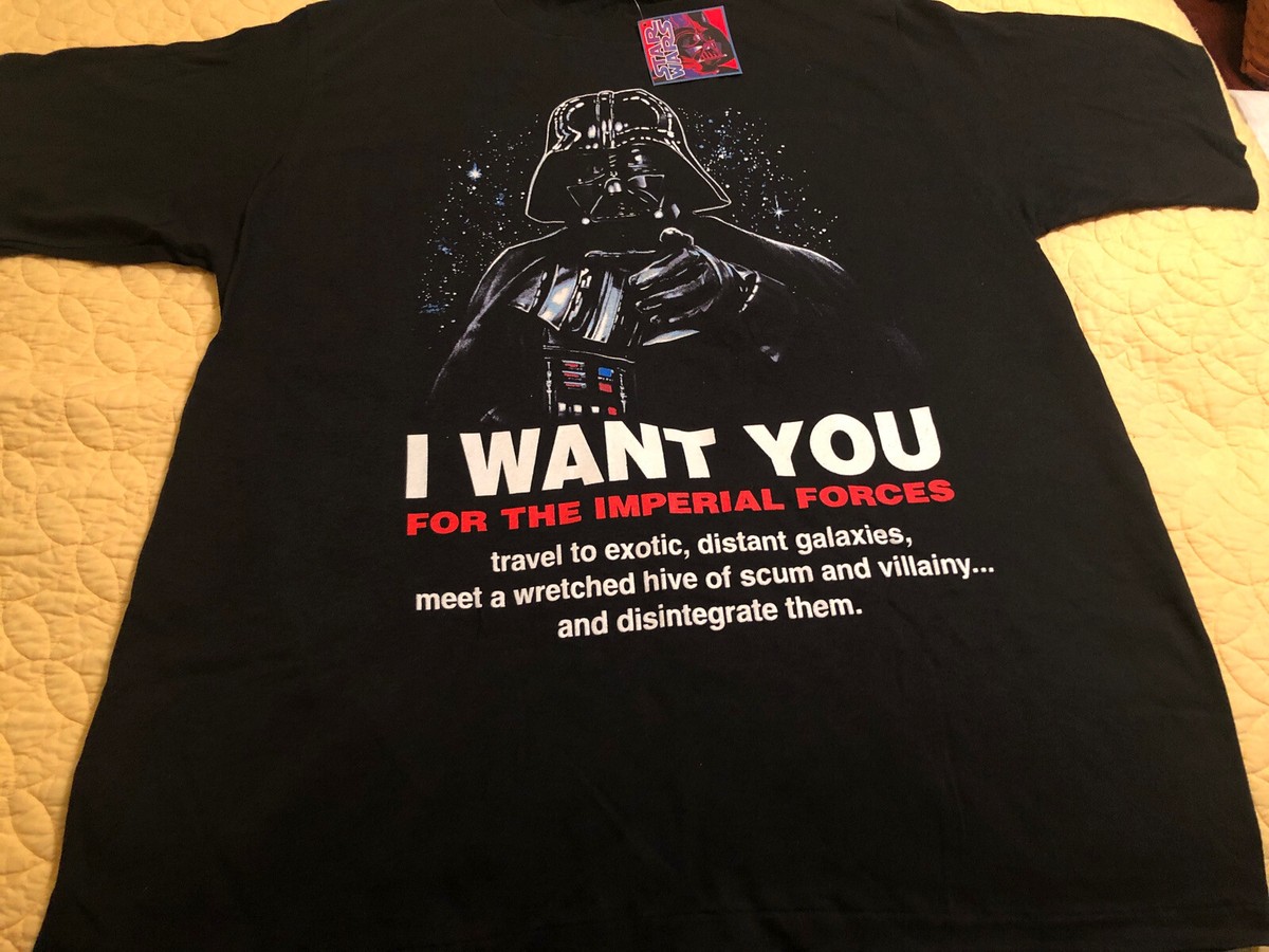 Vintage Darth Vader “I Want You” T-Shirt Star Wars Black XX