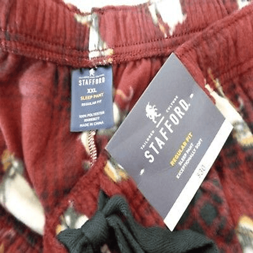NUEVO CON ETIQUETAS XXL 44-46 STAFFORD Microfleece Borgoña Pijama Pantalones de Salón Bolsillos Pingüino - Imagen 2 de 6
