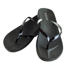 Women's Summer Metallic Strap Casual Thongs Flat Flip Flops Sandals Slipper 