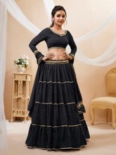 Pretty Designer Women Georgette Leheriya Print With All Over Work Lehenga Choli