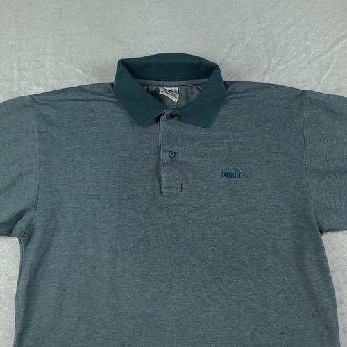 Puma Polo Shirt Grey S Short Sleeve Adult Mens Casual Vintage Polyester Blend - Picture 3 of 9
