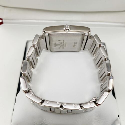 Montre unisexe Cartier Tank Française 28 mm or blanc diamant cadran argent WE1003SF - Photo 7 sur 8