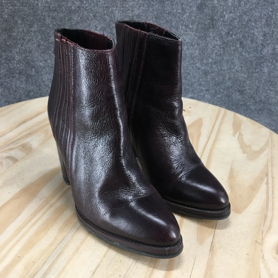 Botas Zara Colección Básica Mujer 35 Botín Borgoña Pull On Block Tacones Foto 3 de 4