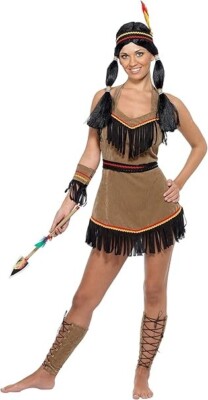 Kurzes Indianerin Kostüm Indianer Frau Sqauw Western Native American M 40 - 42