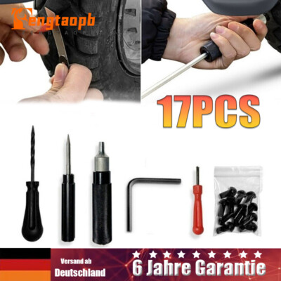 17pcs Outer Tire Puncture Repair Kit Mushroom Plug Tool Motorcycle Scooter Bike