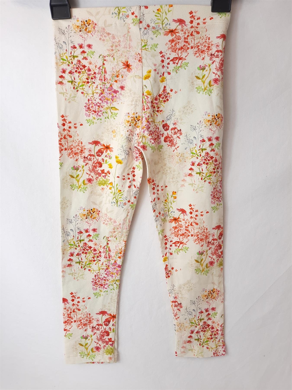 Girls' Cotton Floral Leggings 2Pack Soft Stretch Trousers Ex