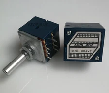 Japan ALPS RK27 20KAX2 LOG Stereo Volume Potentiometer Dual 20K Slotted Shaft