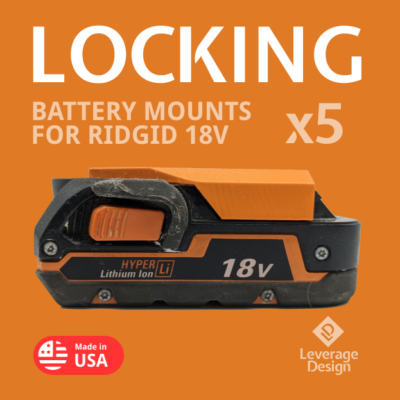 #ad LOCKING 5 Pack: RIDGID 18V ORANGE Battery Mounts Holders MADE IN USA $14.49