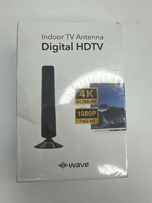 Wave Max Indoor TV Antenna 4K Ultra HD Signal Booster No Subscriptions 1080p NEW