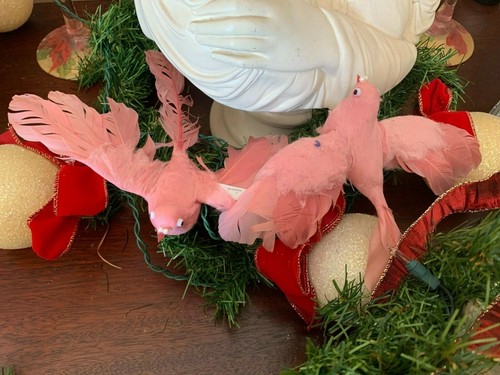 Rosa Taube Vogel Perle Feder Weihnachtsdeko Ornament Shabby Chic Viktorianisch - Bild 5 von 10